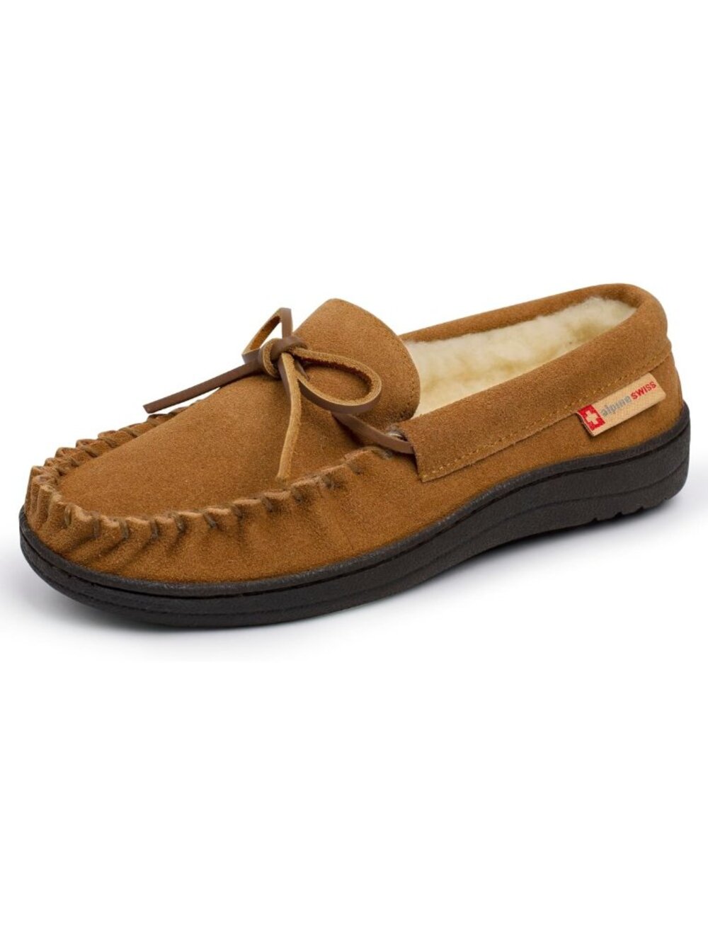 Cozy Women's Moccasin Slippers - Genuine Suede, Memory Foam, Faux Shearling